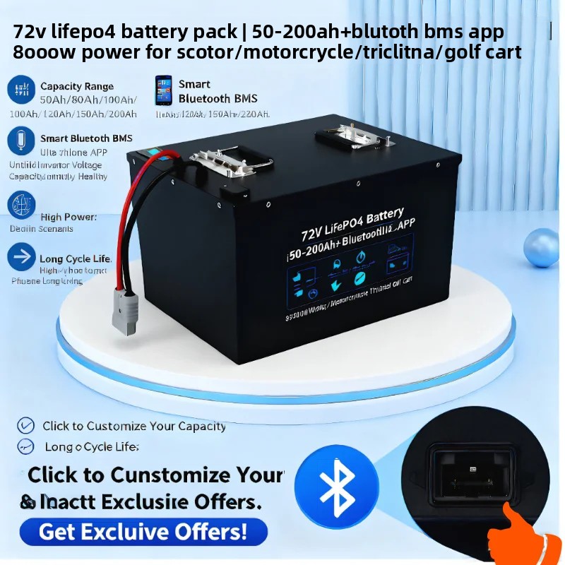 72V 60Ah Lifepo4 Battery Pack - 72V LiFePO4-Akku 50Ah-200Ah | Bluetooth BMS